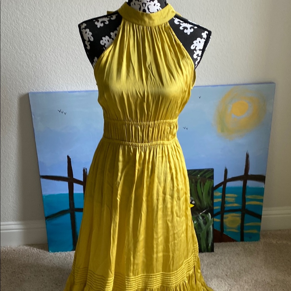 Cleobella Yellow Halter Maxi Dress with Ruffled Tiers - Picture 5 of 7